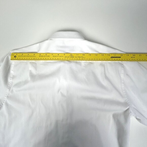 WM H Leishman Dress Shirt Mens 15.5 White Cotton Blend Long Sleeves Barrel Cuffs - Picture 8 of 10